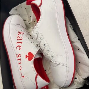 Kate Spade White Sneakers with Red Accents